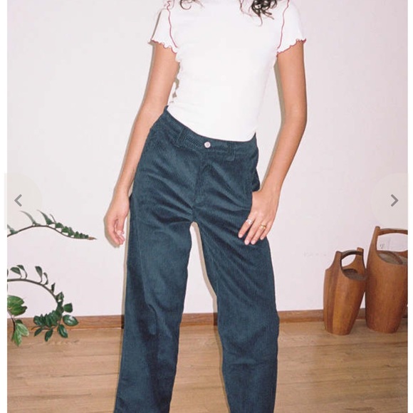 Lisa Says Gah horse dark blue corduroy pants size 0 - Picture 2 of 4